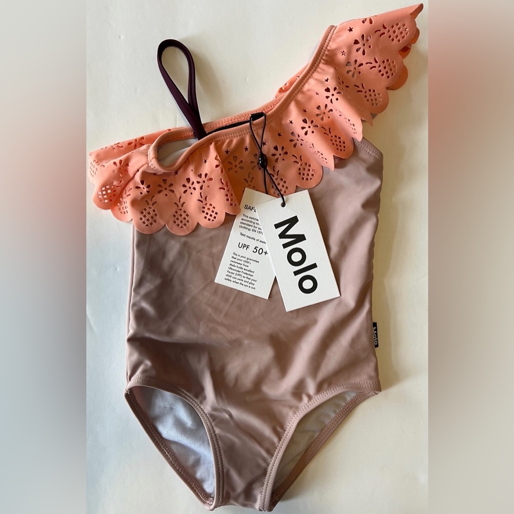 Molo Girls Peach Scalloped One-Piece Swimsuit Size 2